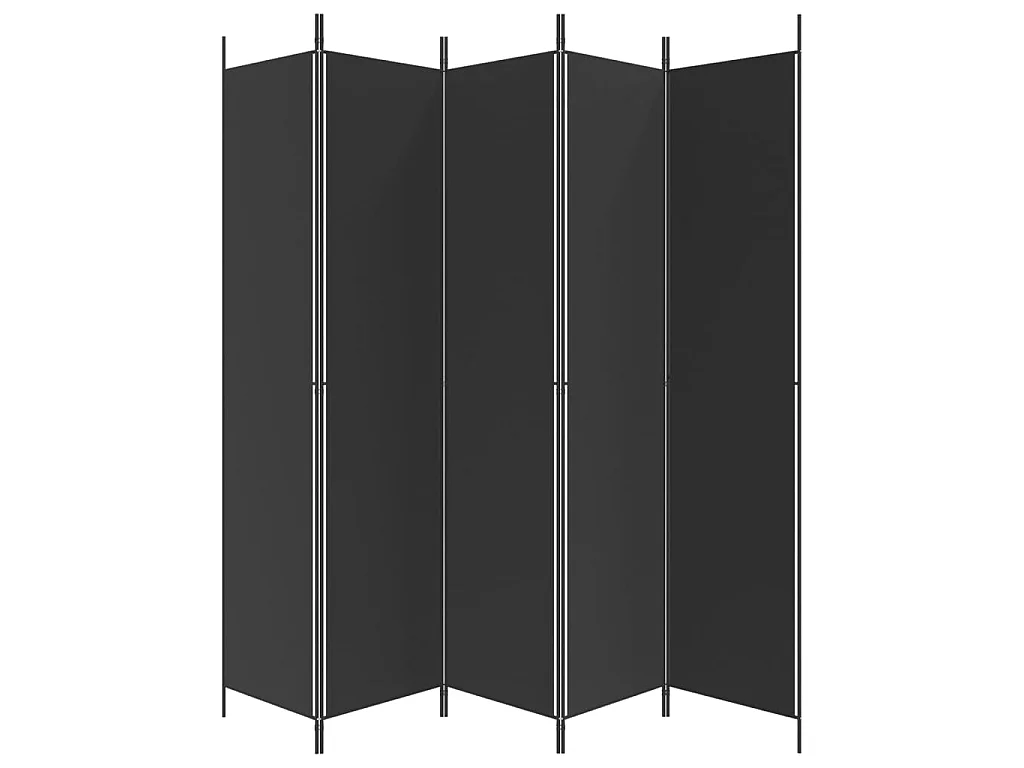 Paravent 5 panneaux Noir 250x220 cm Tissu WVGQ9394