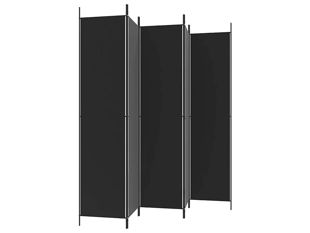 Paravent 5 panneaux Noir 250x220 cm Tissu WVGQ9394