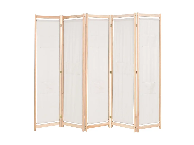 Paravent 5 panneaux Crème 200 x 170 x 4 cm Tissu  WVGQ7505