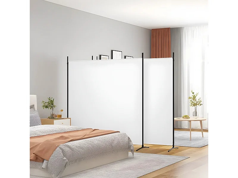 Biombo com 4 painéis 698x180 cm tecido branco PT346594