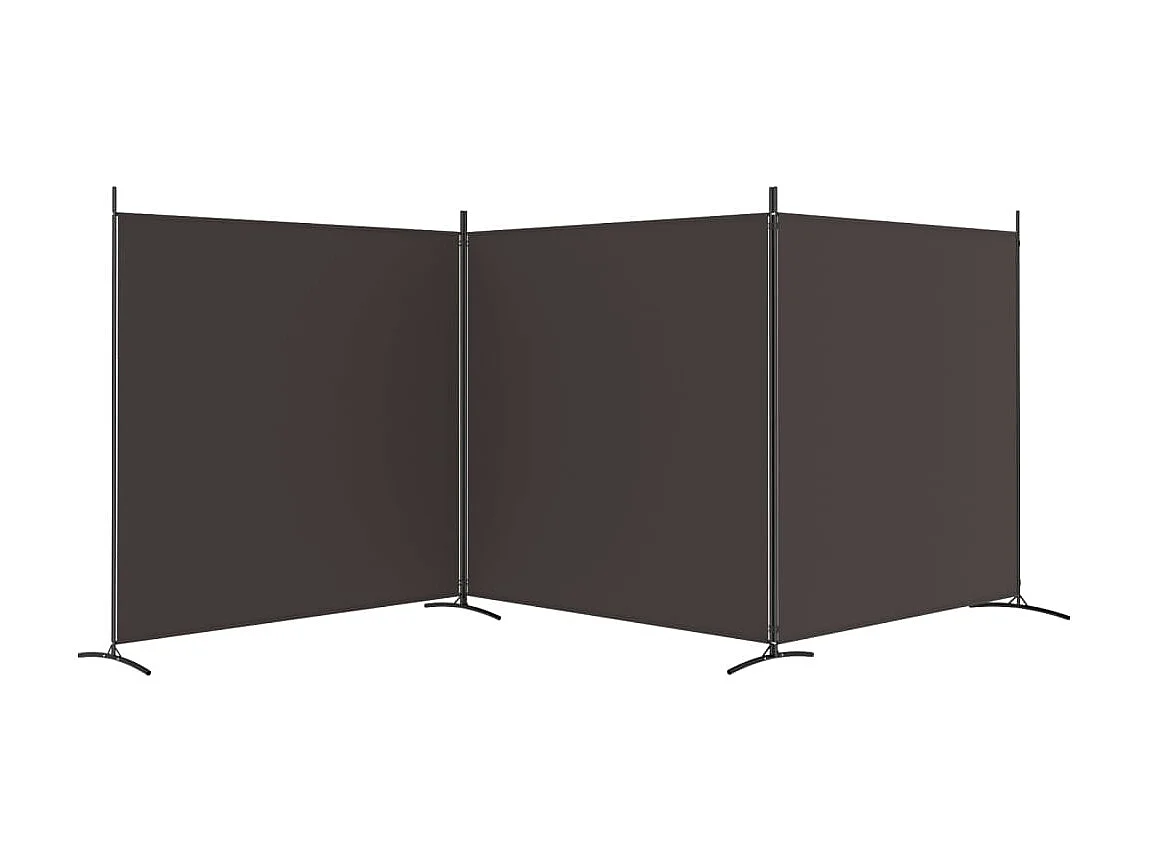 Biombo divisor de 3 paneles de tela marrón 525x180 cm ES564355