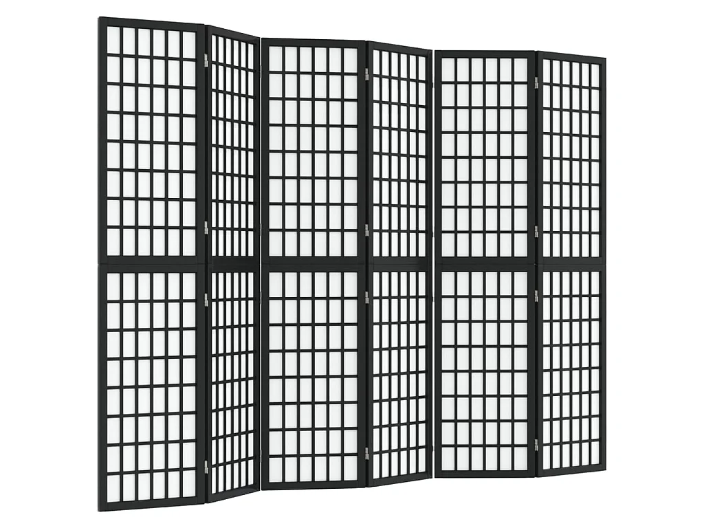 Biombo plegable con 6 paneles estilo japonés negro 240x170 cm ES947505