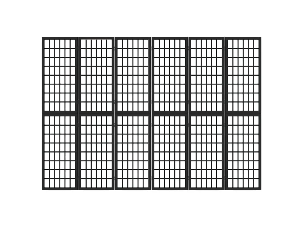 Biombo dobrável com 6 painéis estilo japonês 240x170 cm preto PT106180