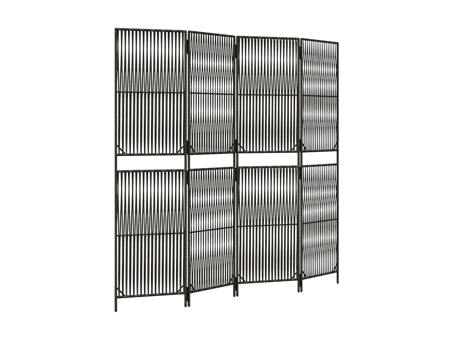 Biombo de 4 paneles ratán sintético gris ES525805