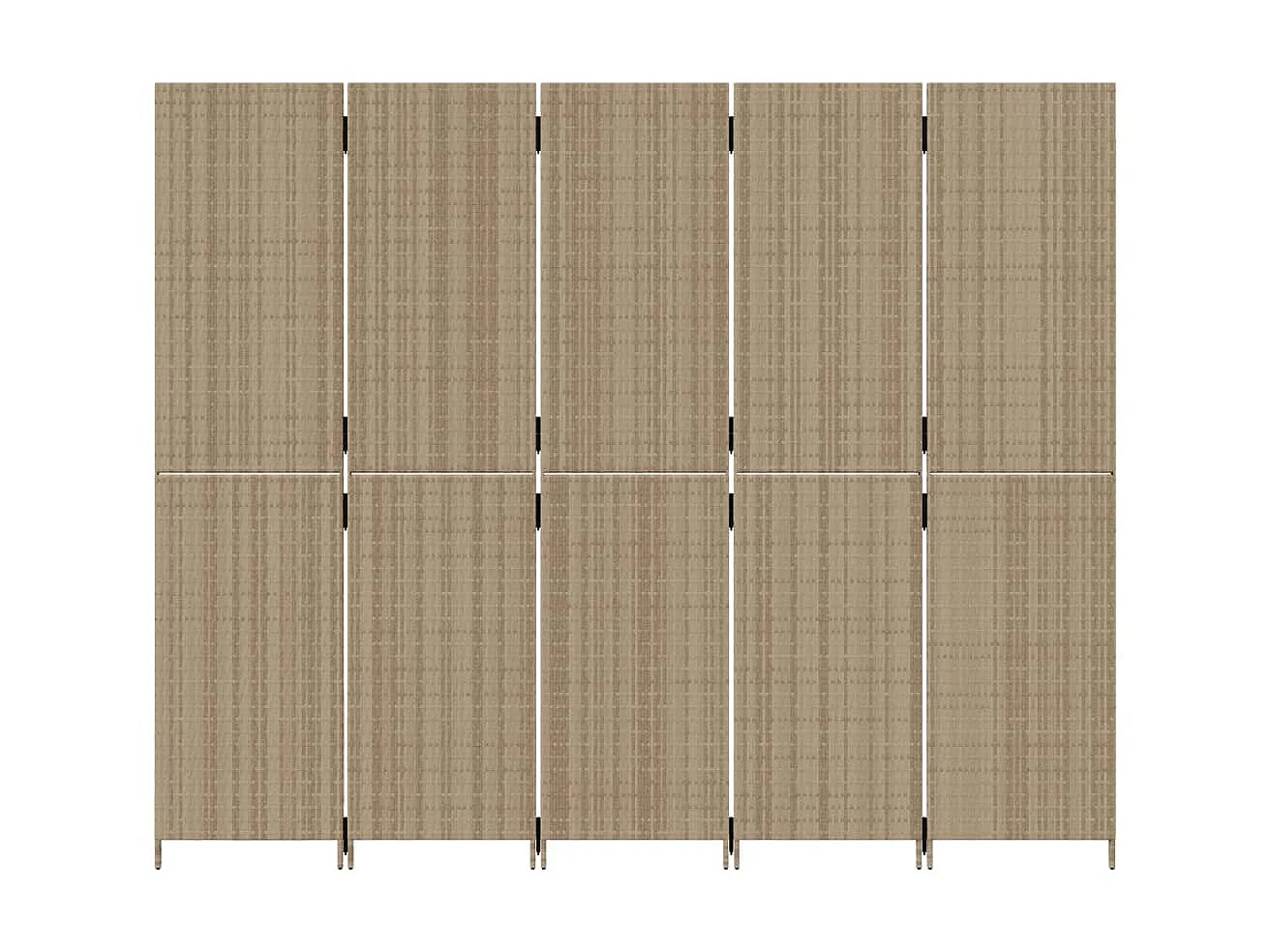 Biombo de divisão 5 painéis vime PE bege PT957417