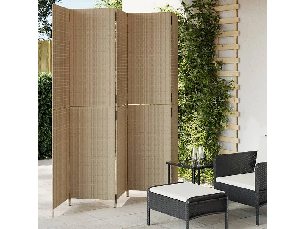 Paravent 5 panneaux beige résine tressée WVGQ3352