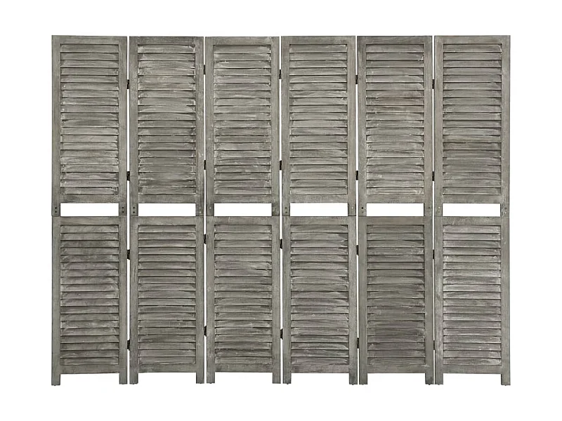Biombo de 6 paneles de madera maciza gris 214x166 cm ES781535