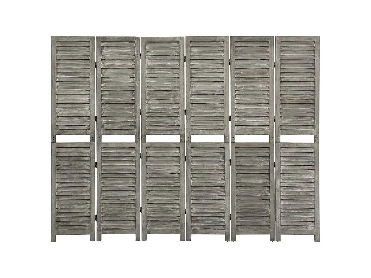 Paravent 6 panneaux Gris 214x166 cm Bois solide WVGQ9824
