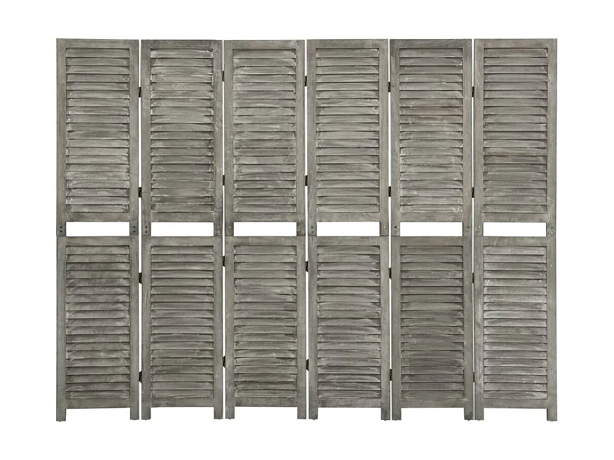 Paravent 6 panneaux Gris 214x166 cm Bois solide WVGQ9824