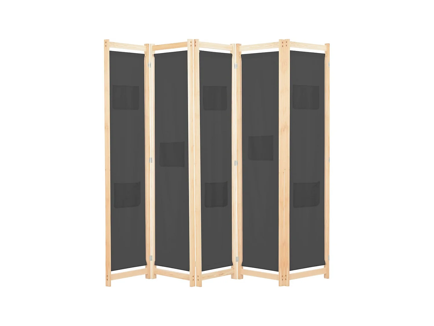 Paravent 5 panneaux Gris 200 x 170 x 4 cm Tissu WVGQ7960