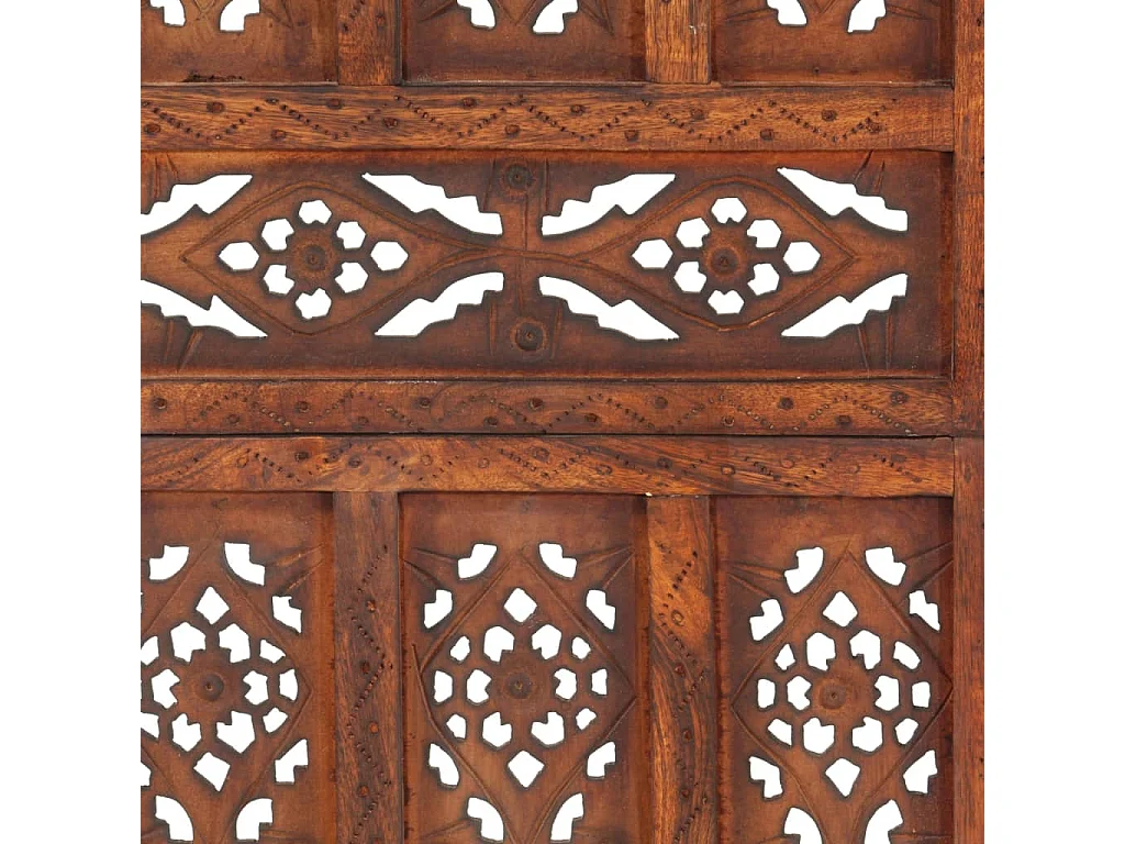 Kamerscherm 3 panelen handgesneden 120x165 cm mangohout bruin NL641008