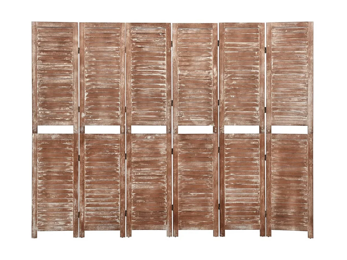 Kamerscherm 6 panelen 210x165 cm massief paulowniahout bruin NL555827