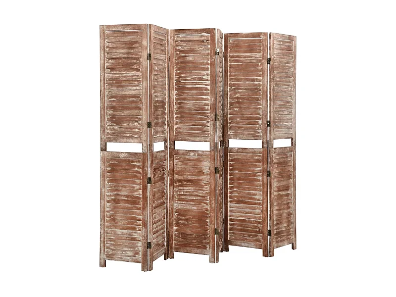 Paravent 6 panneaux Marron 210x165 cm Paulownia WVGQ1295