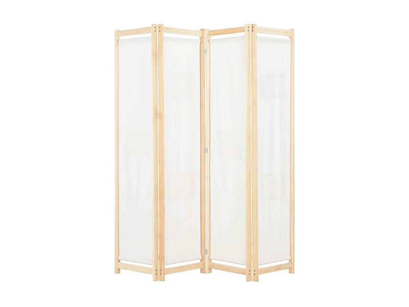 Paravent 4 panneaux Crème 160x170x4 cm Tissu WVGQ7114