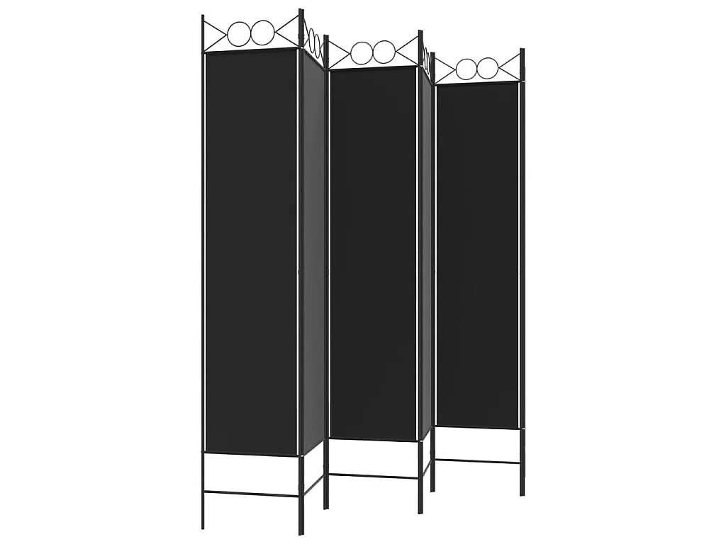 Paravent 6 panneaux Noir 240x200 cm Tissu WVGQ1182