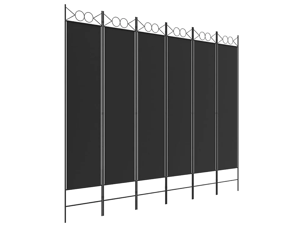 Paravent 6 panneaux Noir 240x200 cm Tissu WVGQ1182