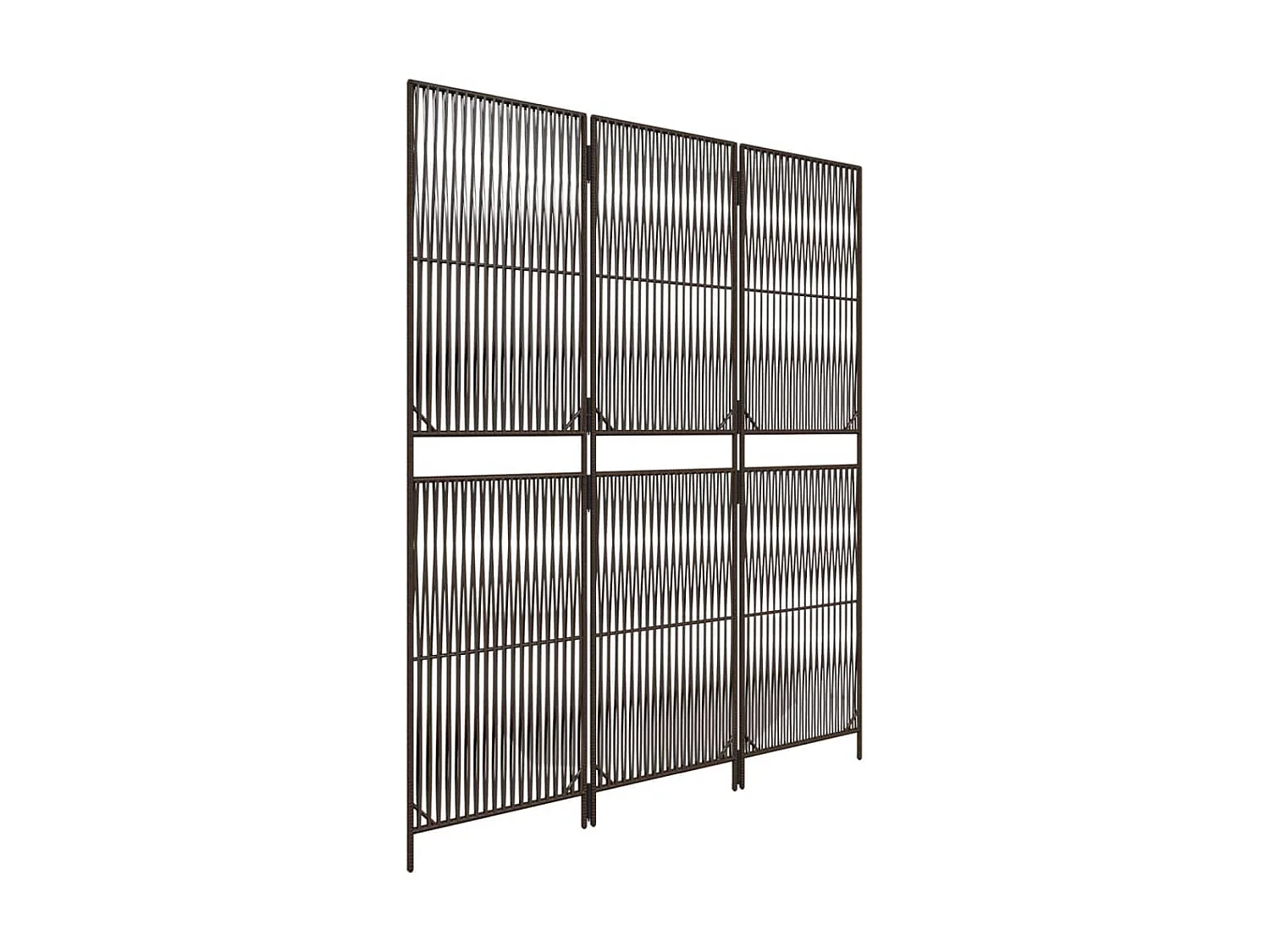 Biombo de divisão 3 painéis vime PE castanho PT930866