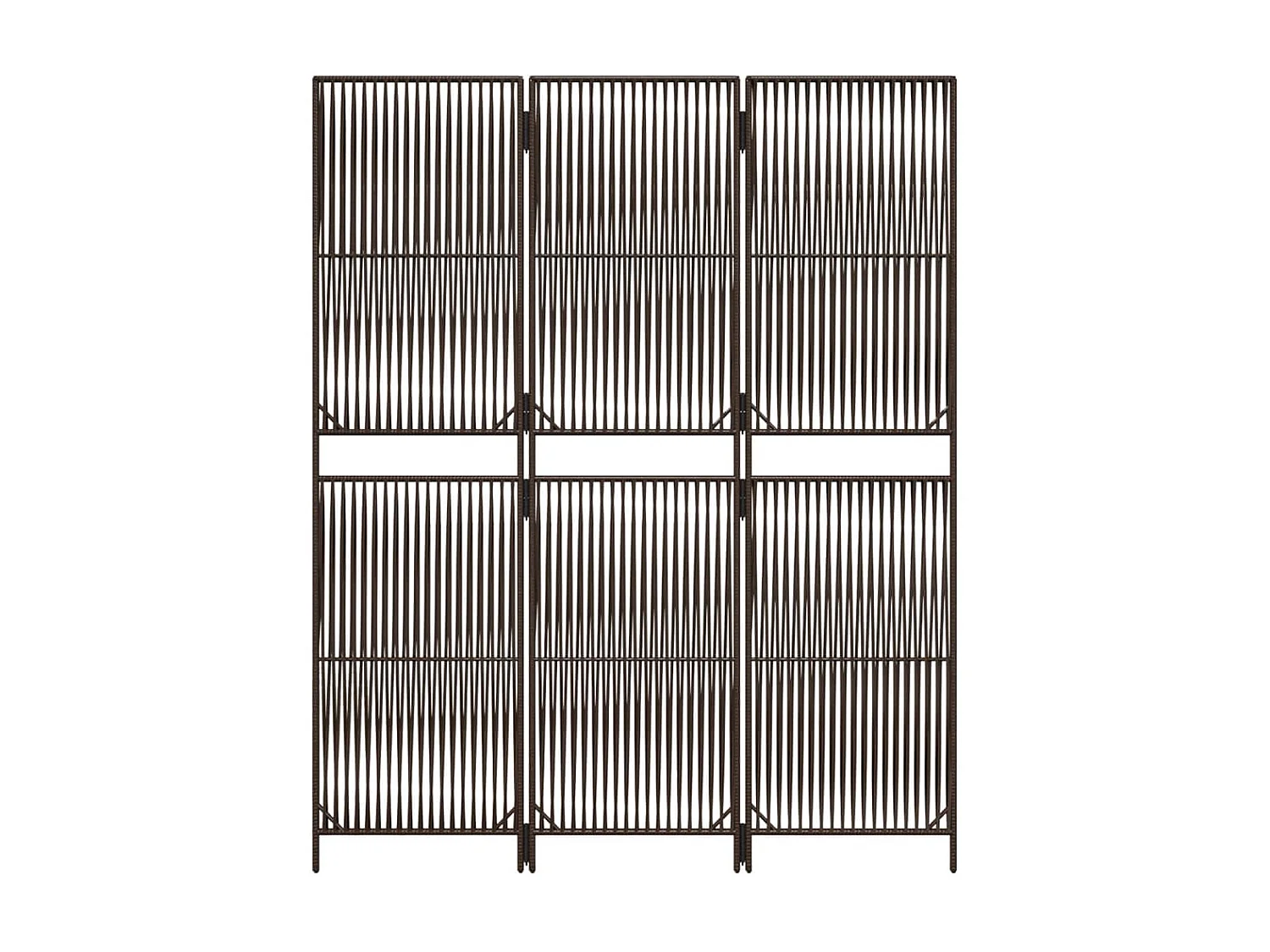 Biombo de divisão 3 painéis vime PE castanho PT930866