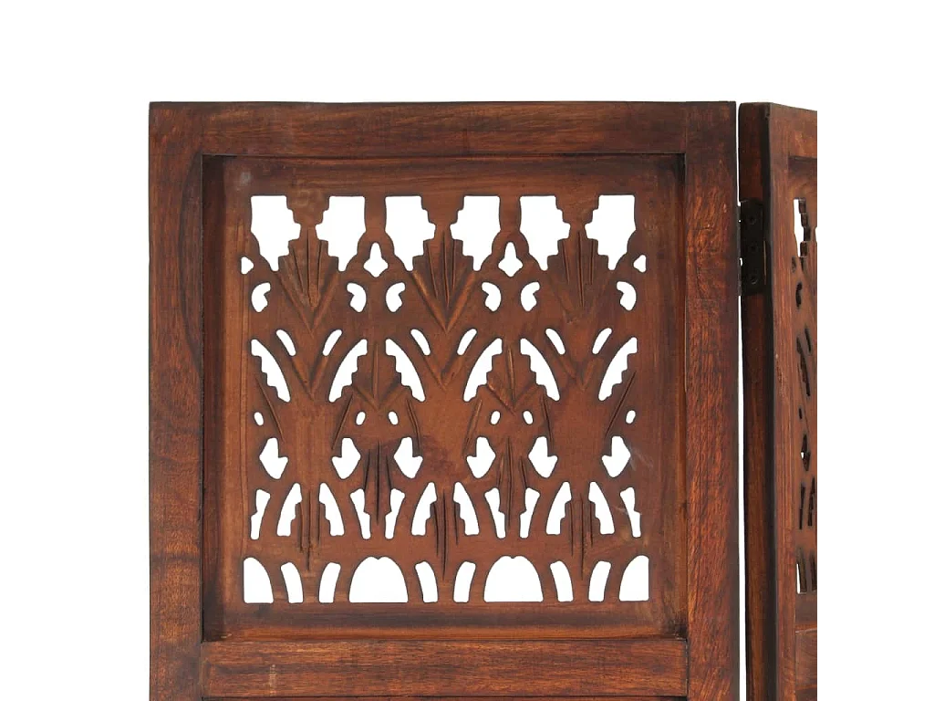 Kamerscherm 3 panelen handgesneden 120x165 cm mangohout bruin NL584984