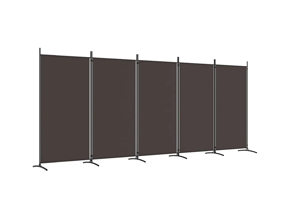Biombo divisor de 5 paneles de tela marrón 433x180 cm ES921852