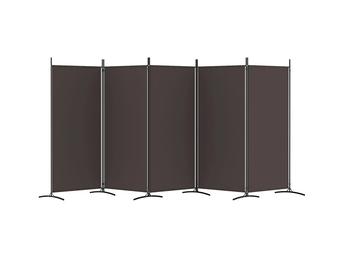 Biombo divisor de 5 paneles de tela marrón 433x180 cm ES921852