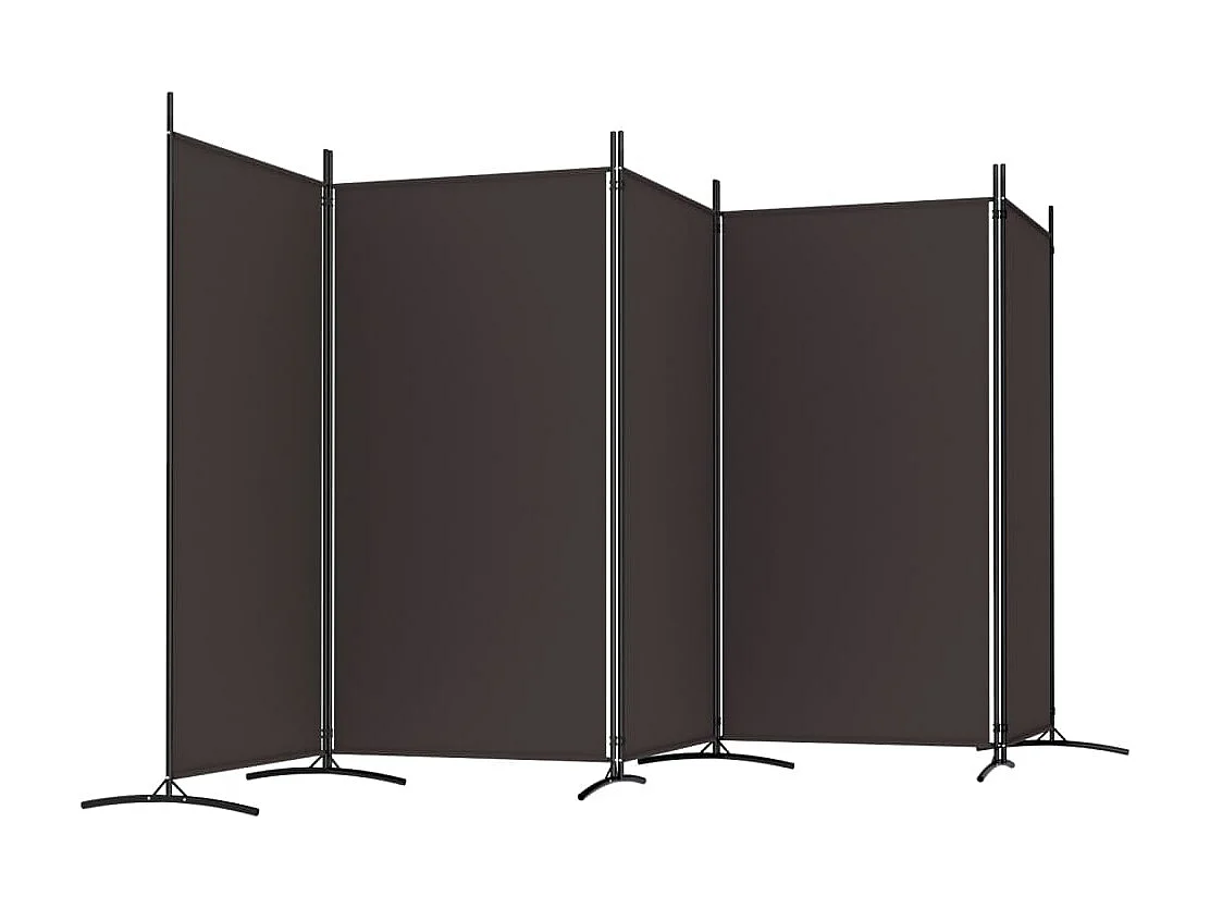 Biombo divisor de 5 paneles de tela marrón 433x180 cm ES921852