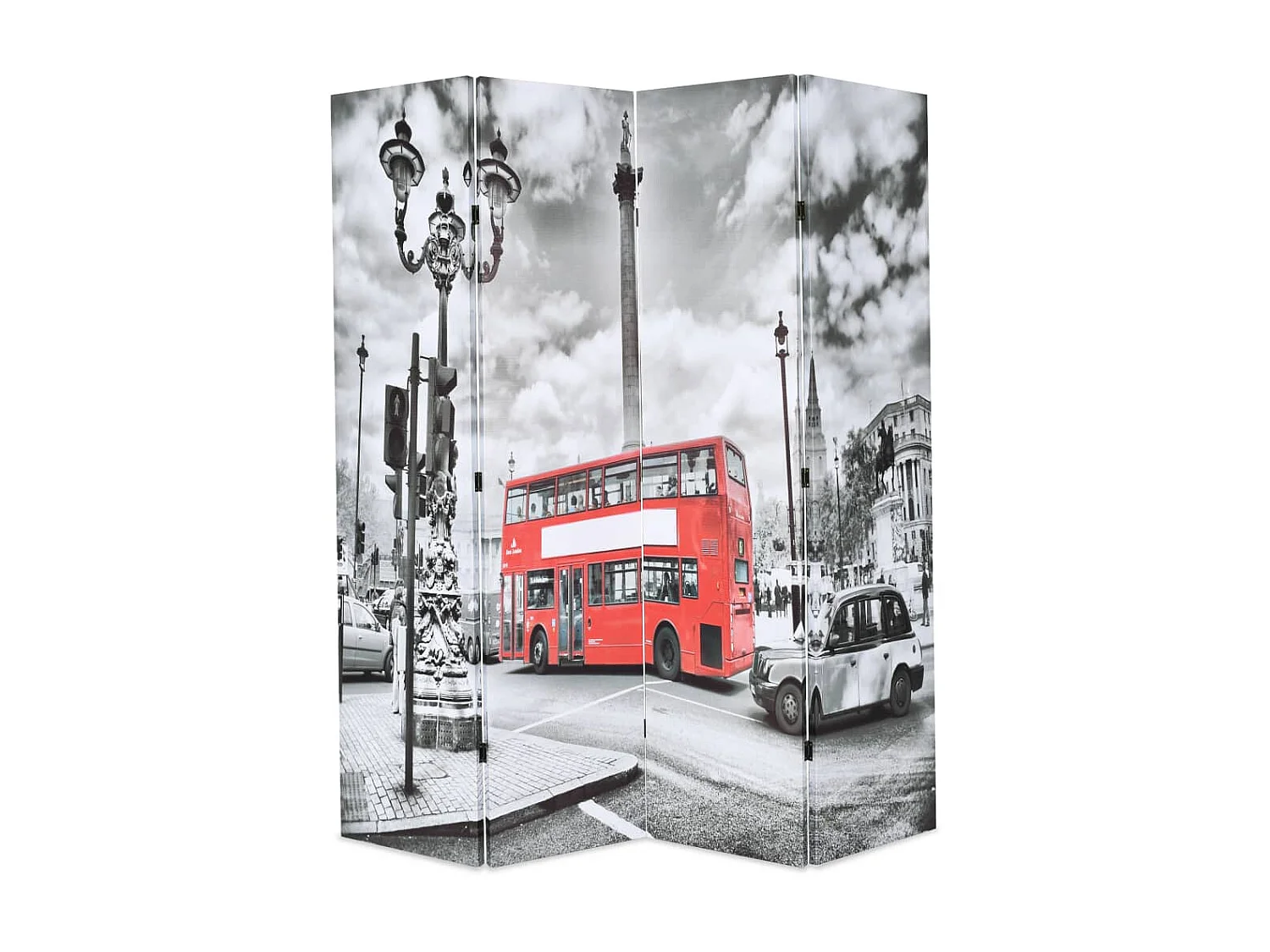 Biombo divisor plegable 160x170 cm bus Londres blanco y negro ES616161