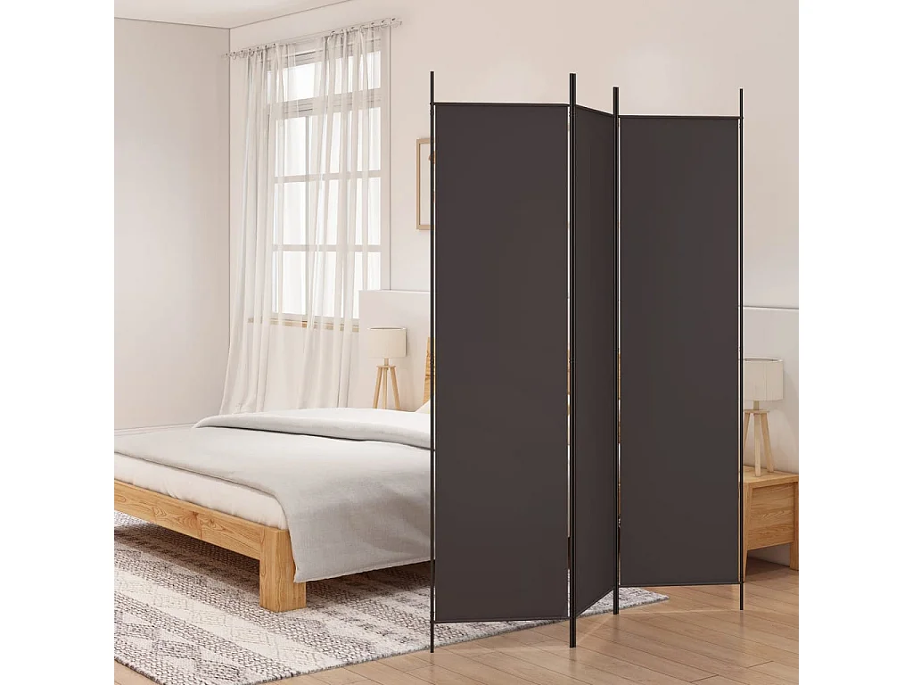 Biombo/Biombo - Divisória com 3 painéis 150x200 cm tecido castanho PT826658