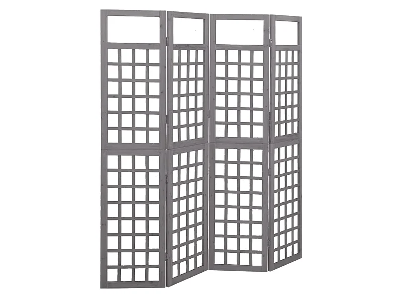 Biombo/Enrejado de 4 paneles madera de abeto gris 161x180 cm ES696070