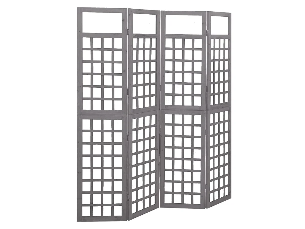 Biombo/Enrejado de 4 paneles madera de abeto gris 161x180 cm ES696070