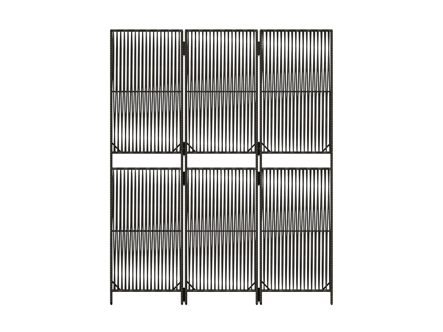 Biombo de 3 paneles ratán sintético gris ES845291