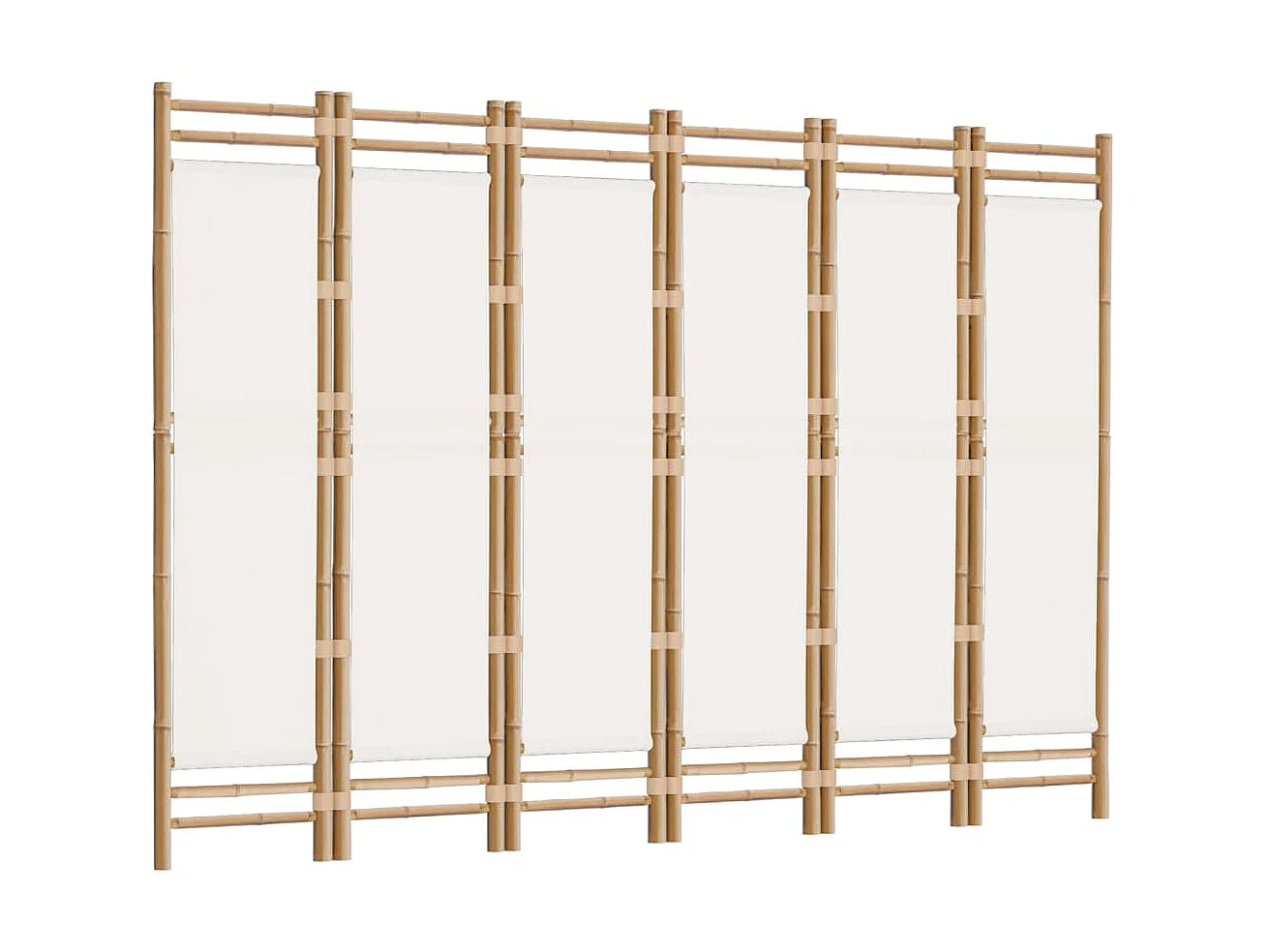 Paravent pliante 6 panneaux 240 cm Bambou et toile WVGQ4091