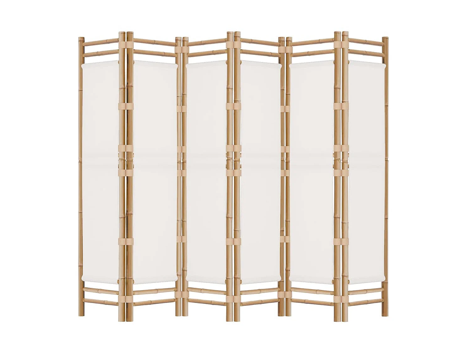 Paravent pliante 6 panneaux 240 cm Bambou et toile WVGQ4091