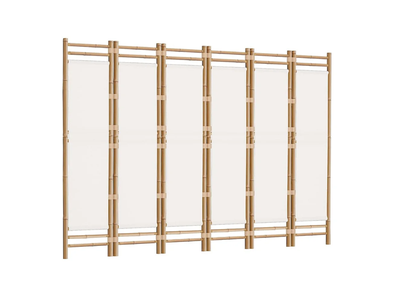 Paravent pliante 6 panneaux 240 cm Bambou et toile WVGQ4091