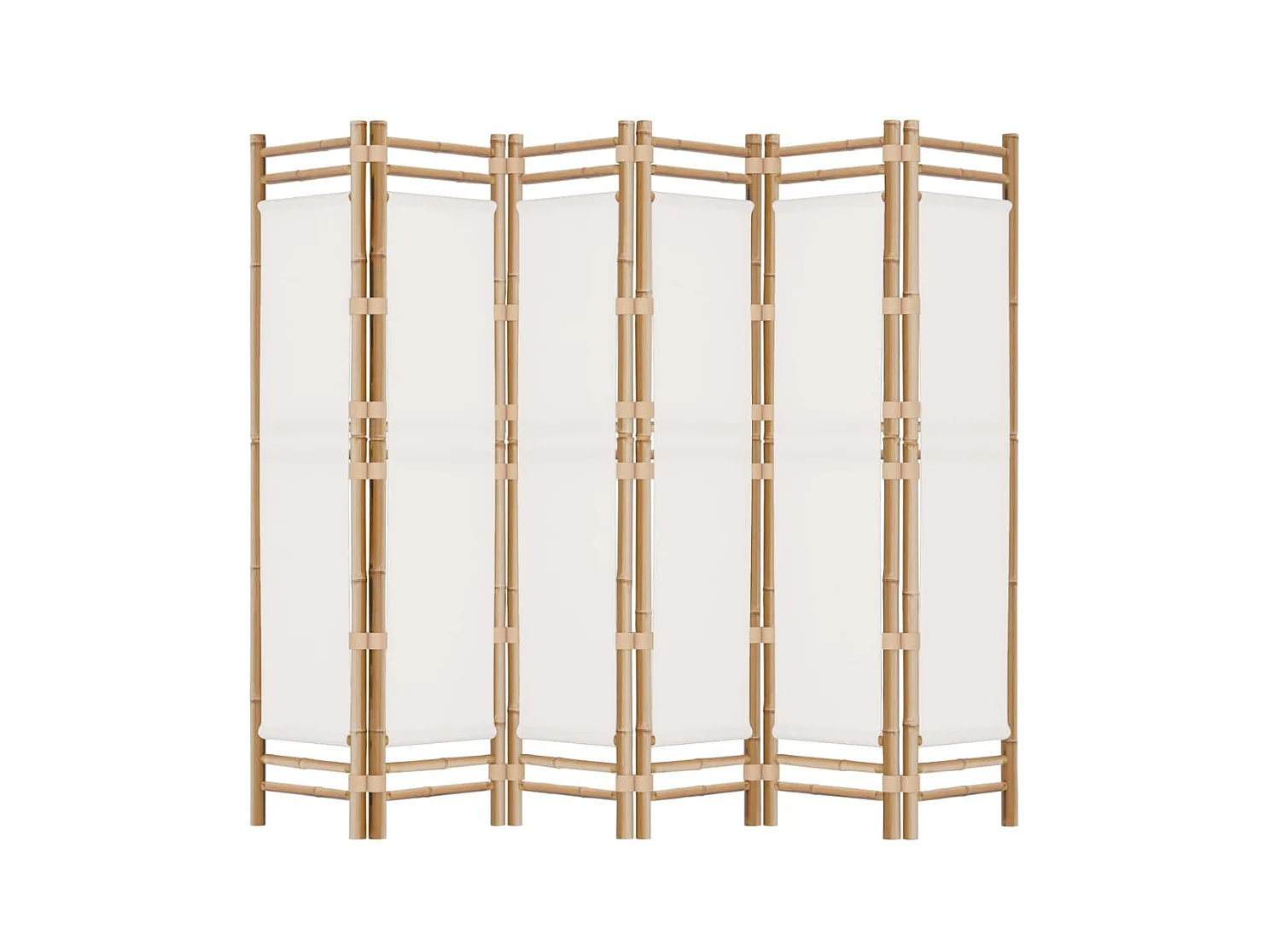 Paravent pliante 6 panneaux 240 cm Bambou et toile WVGQ4091