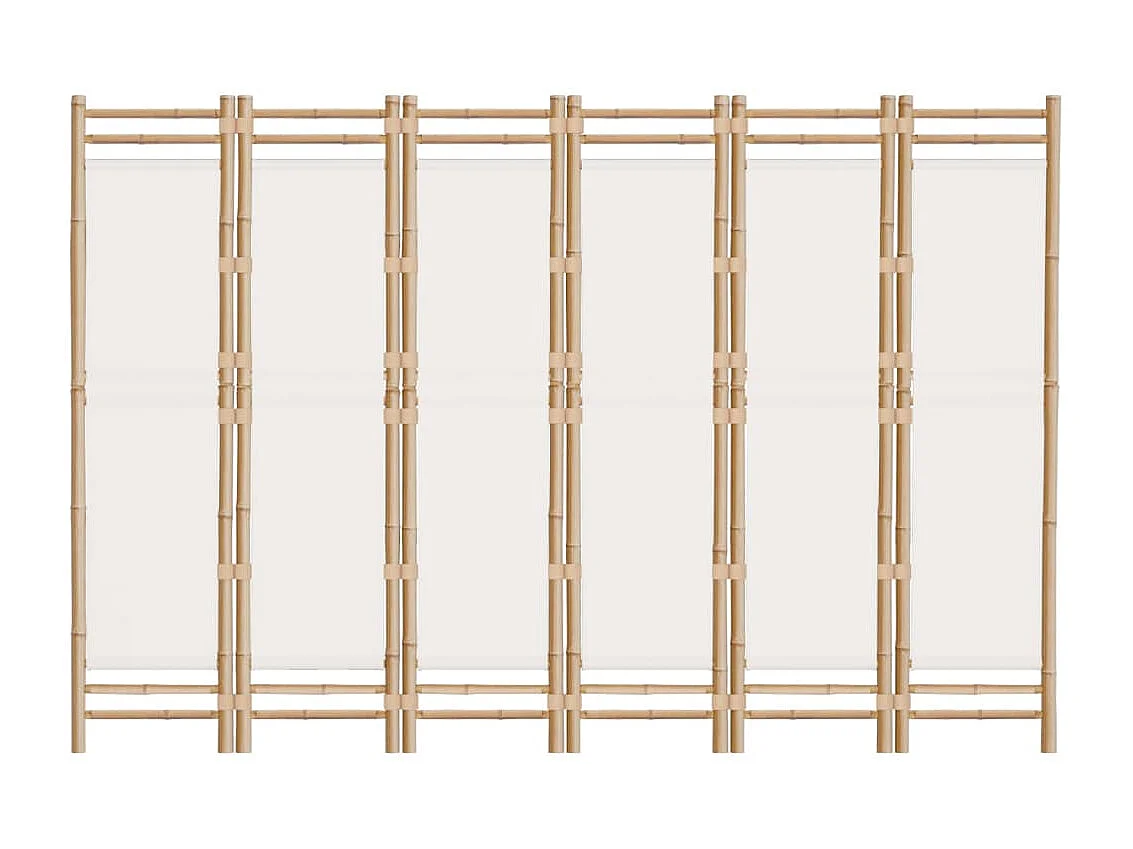 Paravent pliante 6 panneaux 240 cm Bambou et toile WVGQ4091