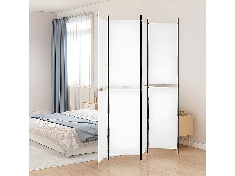 Kamerscherm met 4 panelen 200x220 cm stof wit NL731336