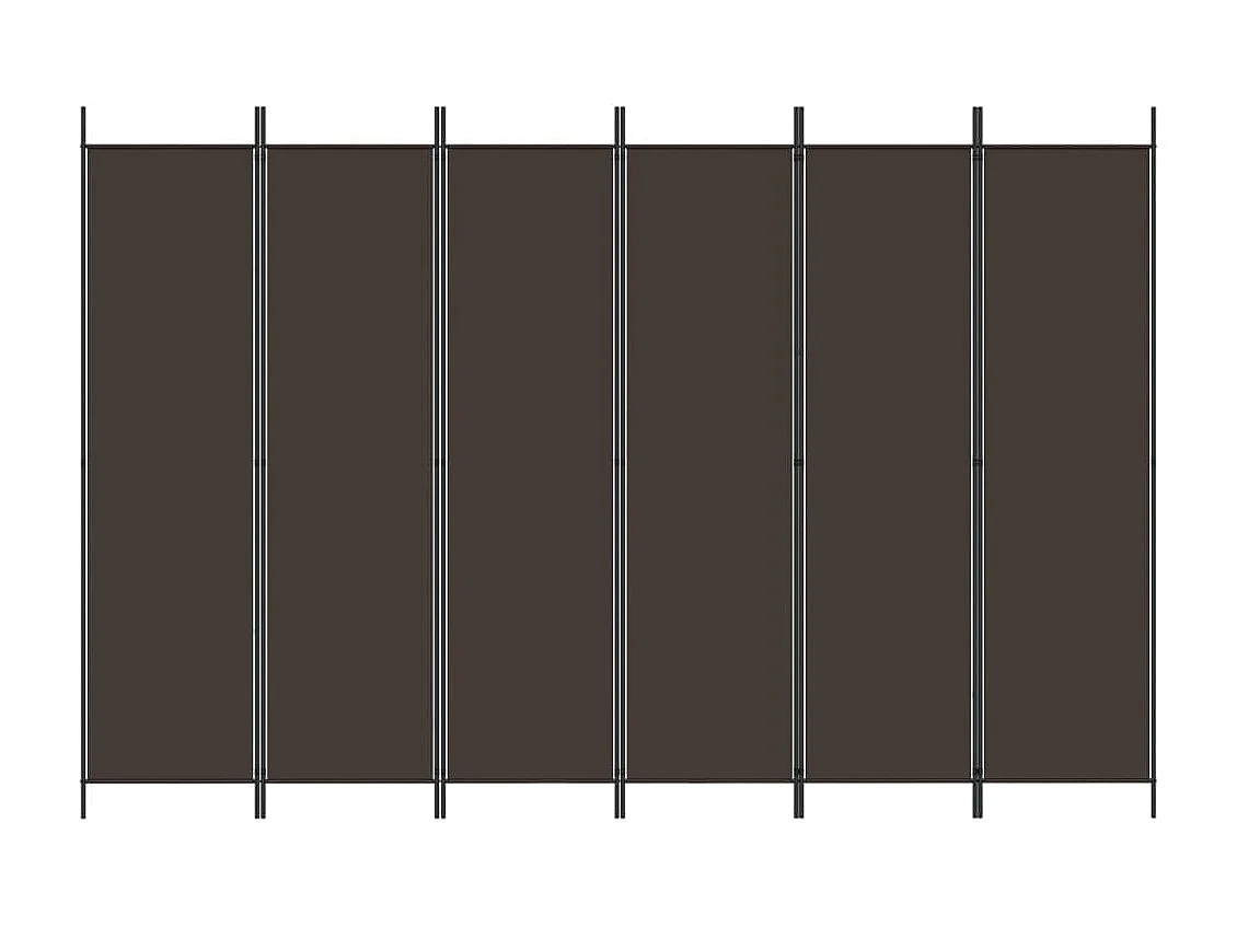 Biombo divisor de 6 paneles de tela marrón 300x200 cm ES106791