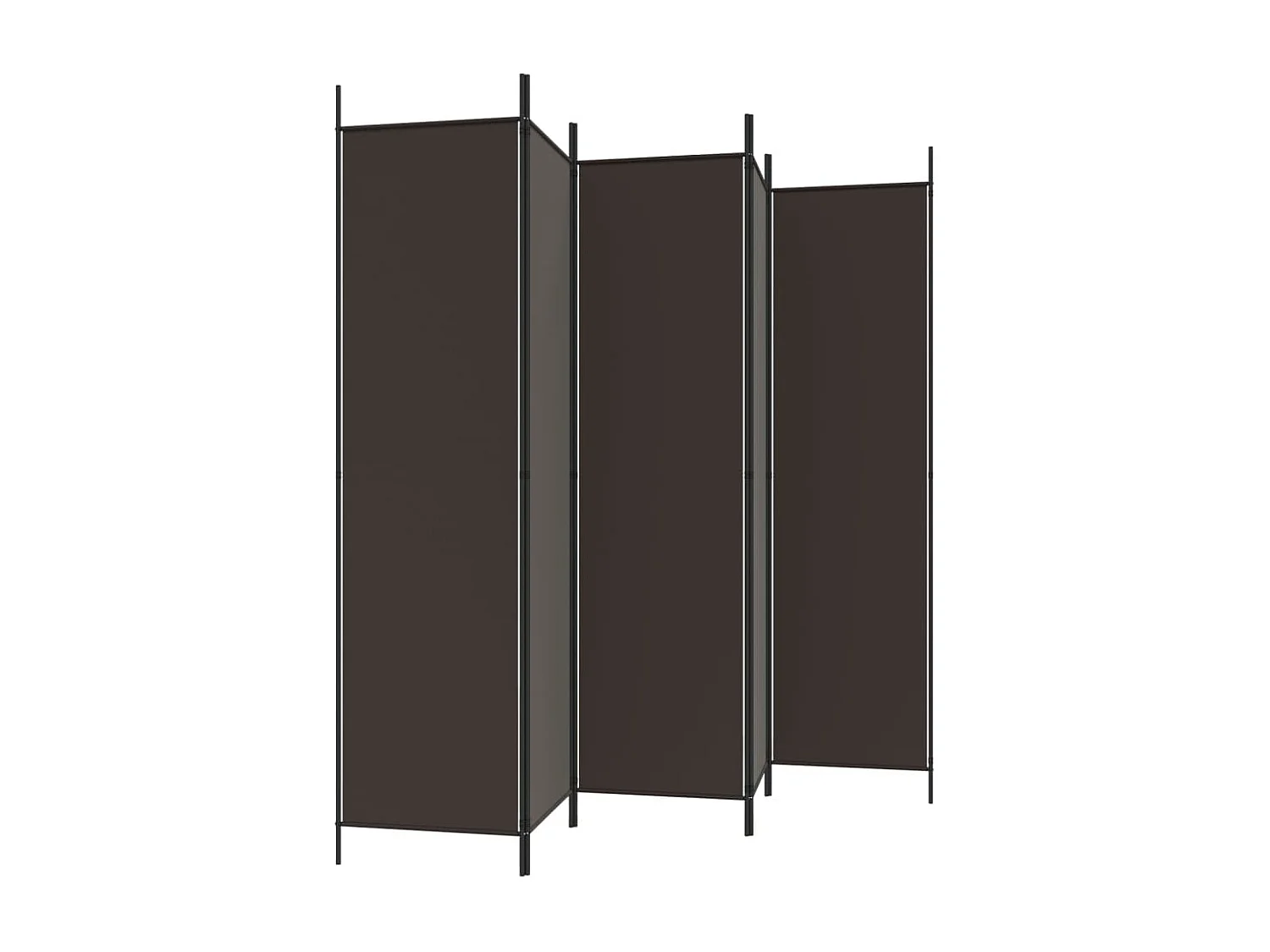 Biombo divisor de 6 paneles de tela marrón 300x200 cm ES106791