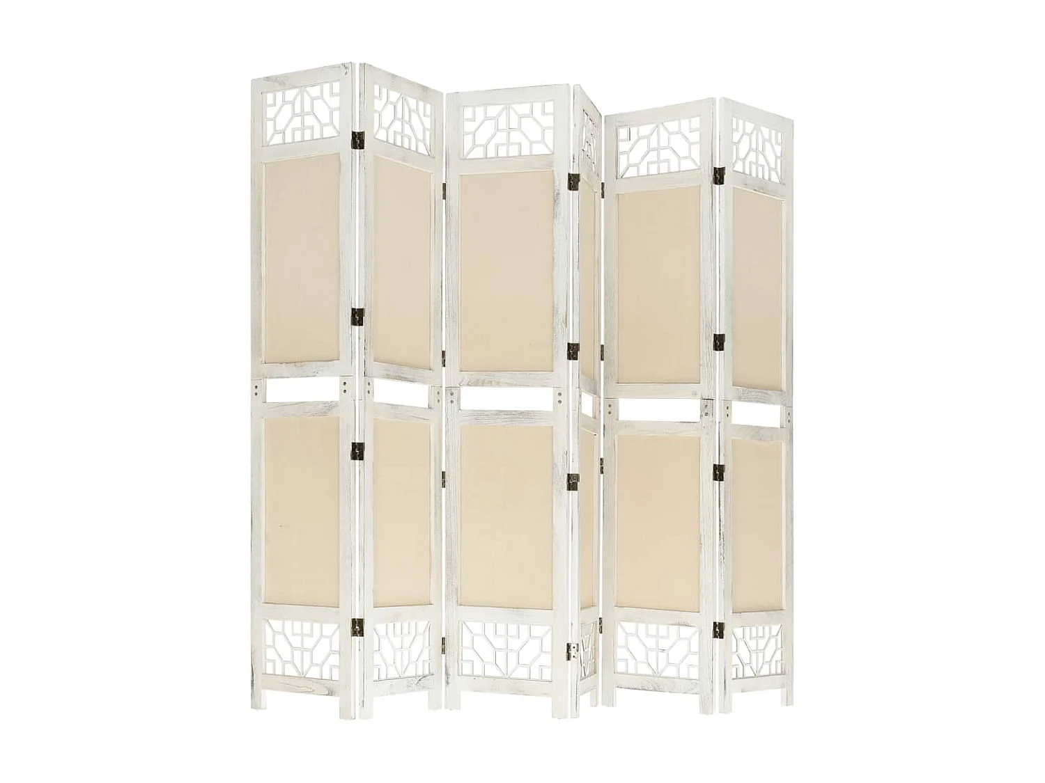 Paravent 6 panneaux Crème 210x165 cm Tissu WVGQ3328