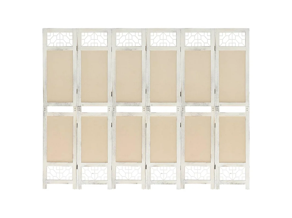 Paravent 6 panneaux Crème 210x165 cm Tissu WVGQ3328