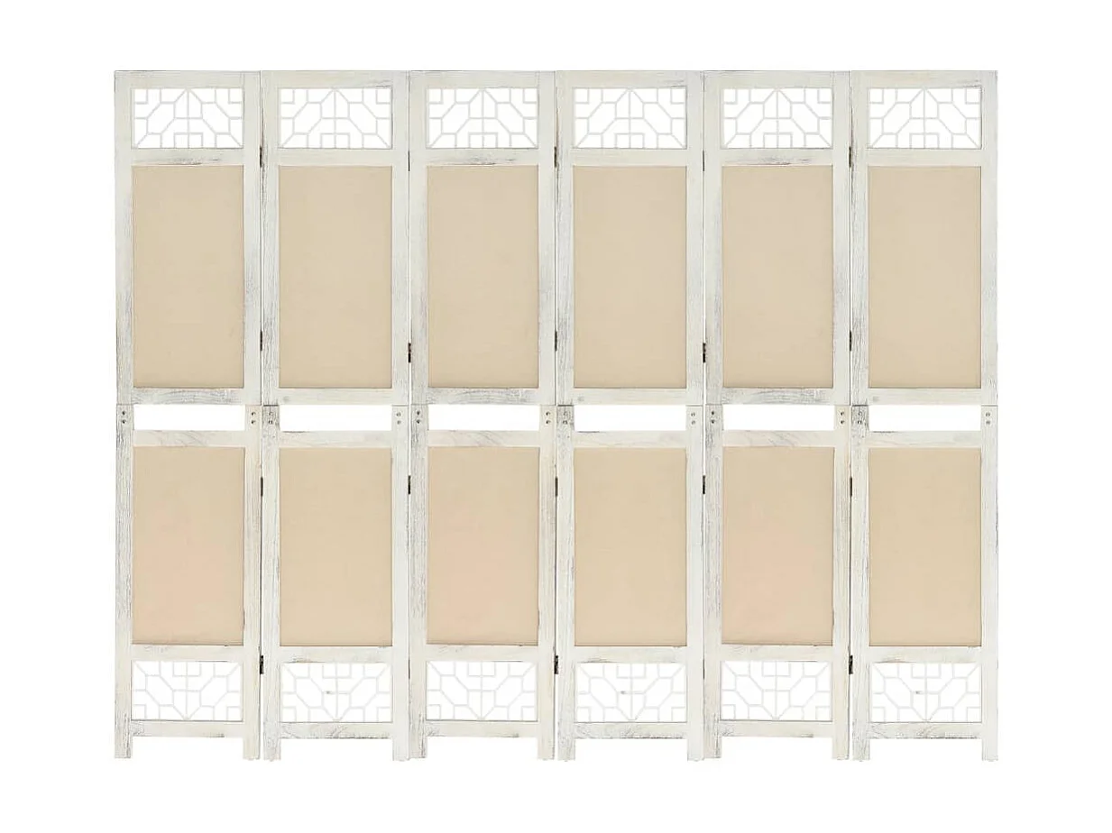 Paravent 6 panneaux Crème 210x165 cm Tissu WVGQ3328