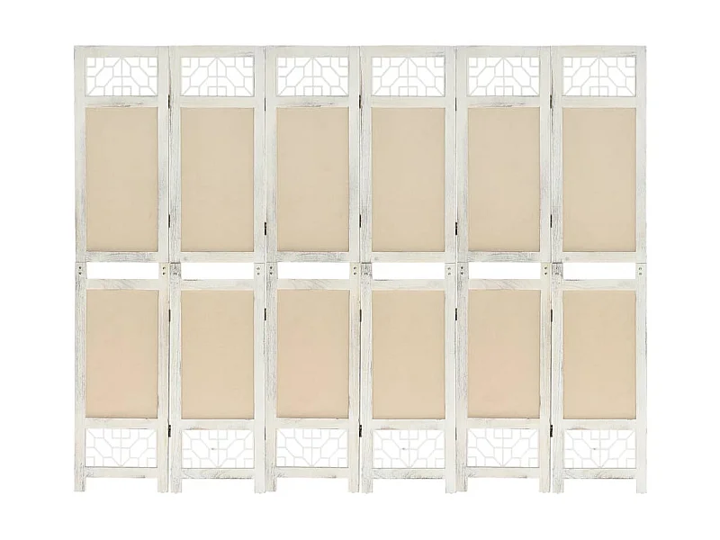 Biombo divisor de 6 paneles de tela color crema 210x165 cm ES919212