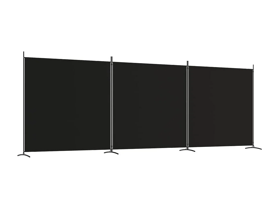 Paravent 3 panneaux Noir 525x180 cm Tissu WVGQ9418