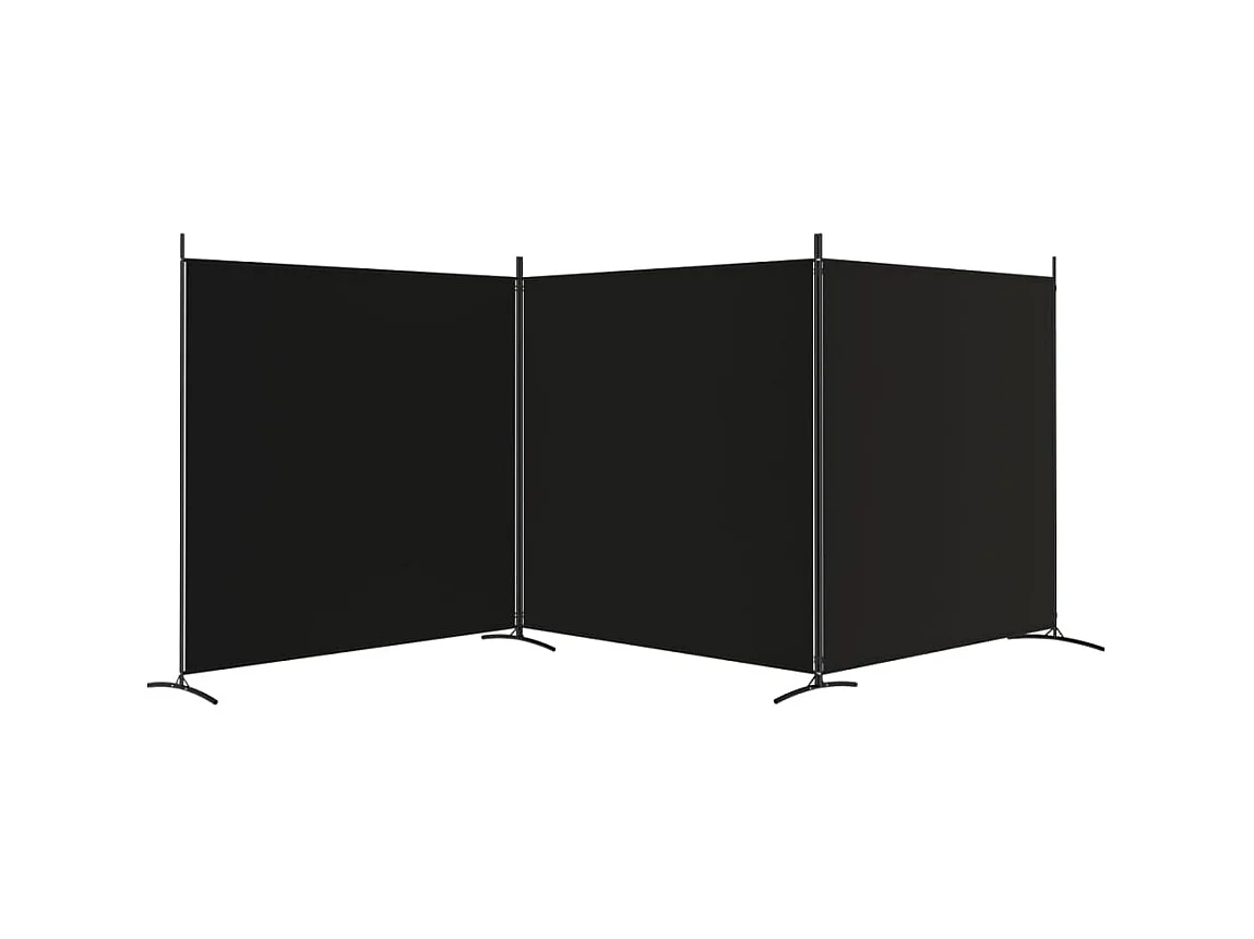 Paravent 3 panneaux Noir 525x180 cm Tissu WVGQ9418