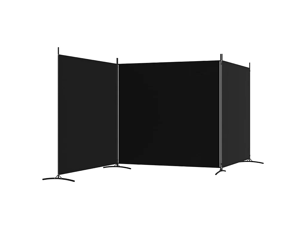 Paravent 3 panneaux Noir 525x180 cm Tissu WVGQ9418
