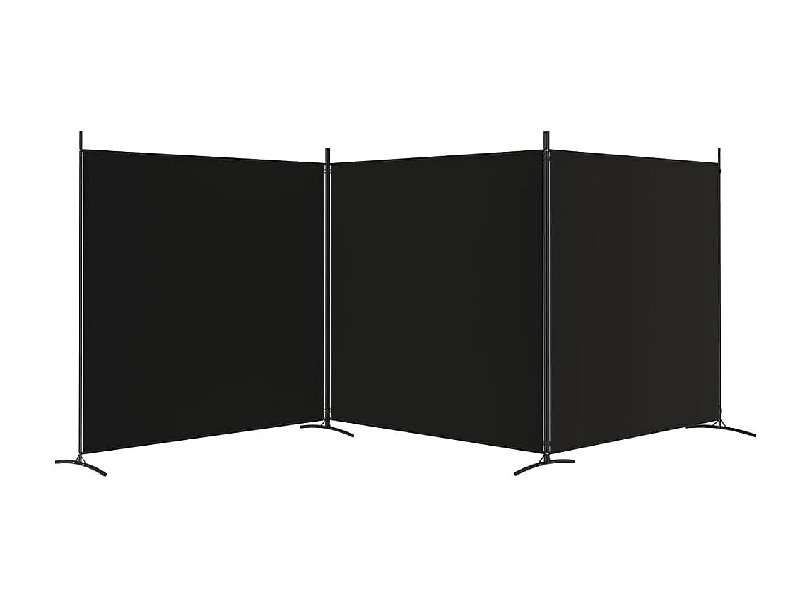 Paravent 3 panneaux Noir 525x180 cm Tissu WVGQ9418