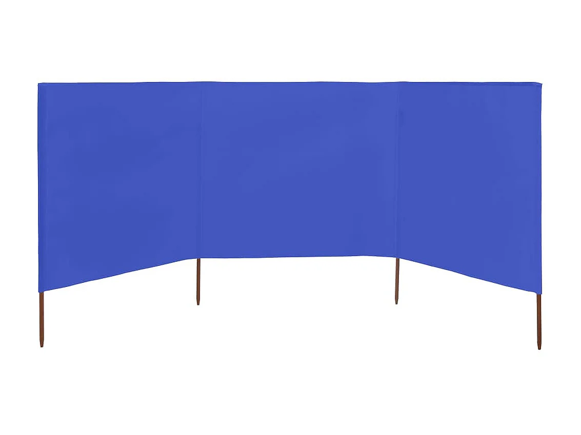 Paravent 3 panneaux Tissu 400 x 80 cm Bleu azuré WVGQ6373