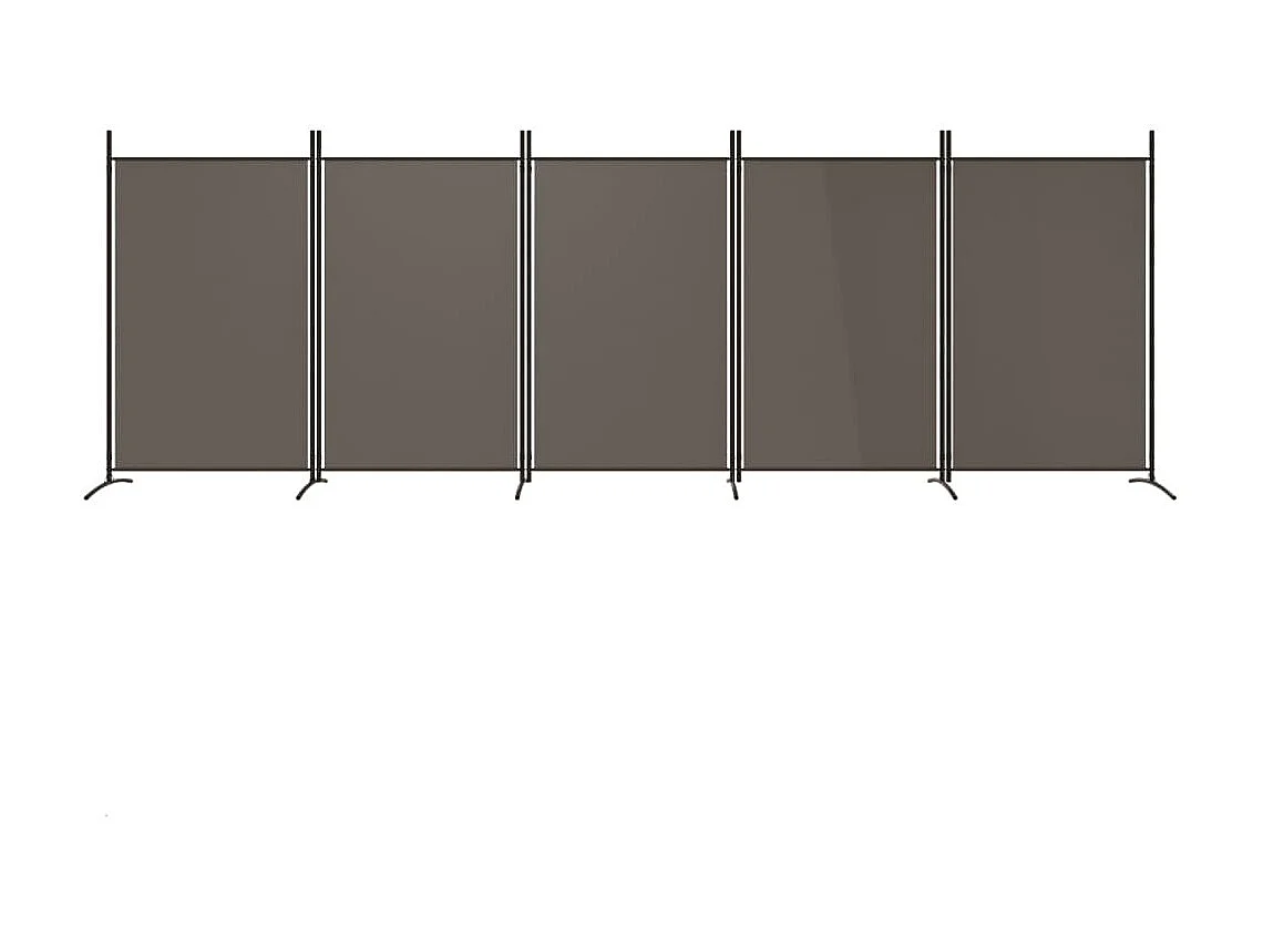 Biombo divisor de 5 paneles de tela gris antracita 433x180 cm ES779876
