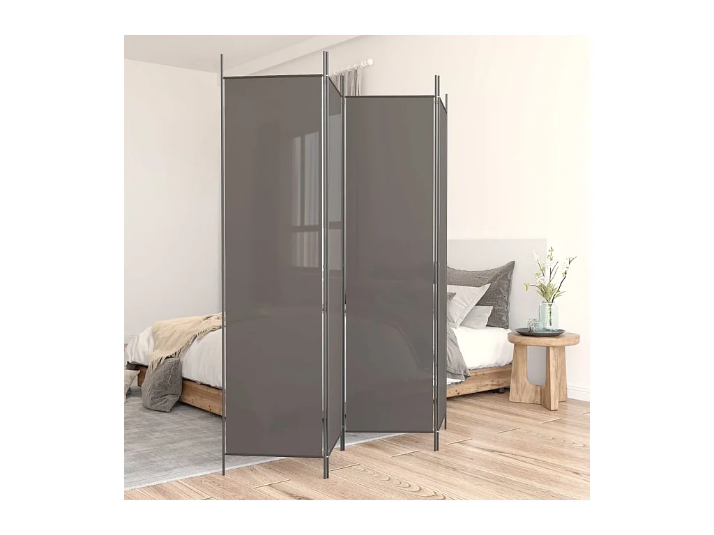 Paravent 4 panneaux Anthracite 200x200 cm Tissu WVGQ5349